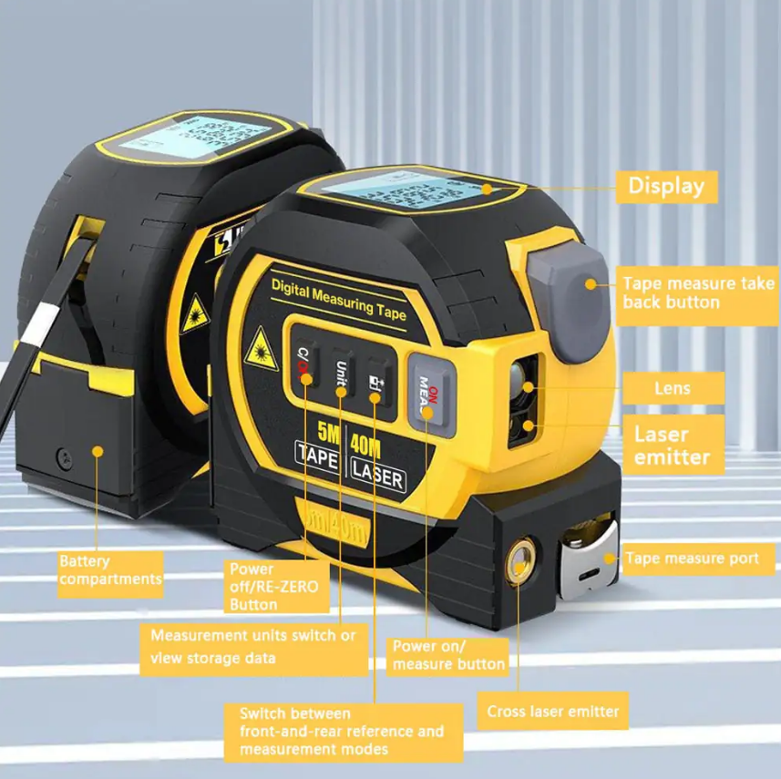 CraftYard™ 3 In 1 Laser Tape Measure